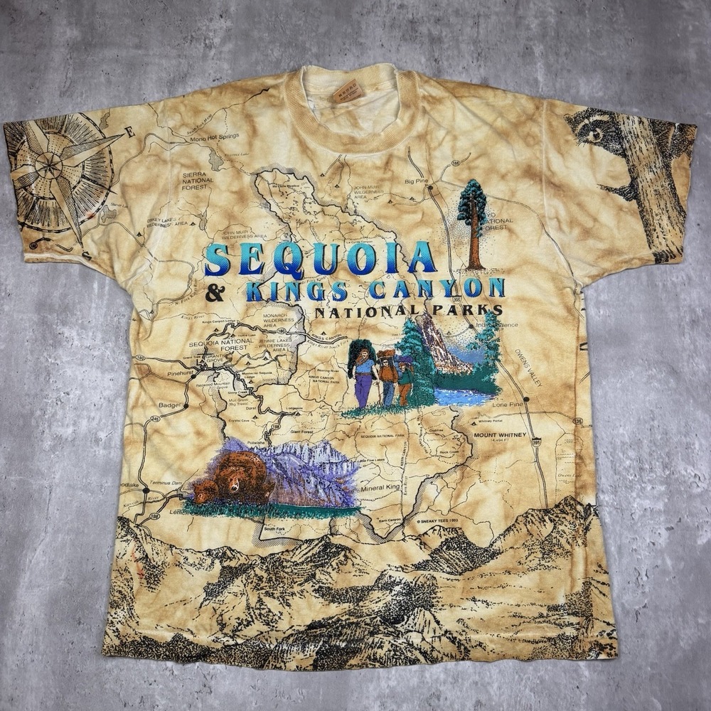 Vintage 90s Sequoia & Kings Canyon National Park Shirt Mens M AOP Single Stitch